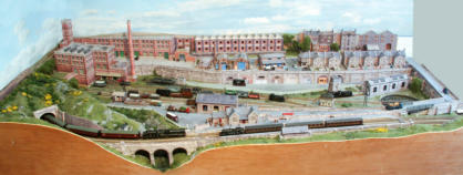 View of Rowandale - station and sidings area. The rear storage tracks are hidden by the factories & warehouses.