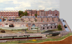 Looking down on the central part of the layout.