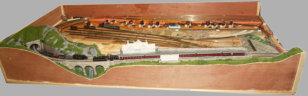 View of Rowandale - station and sidings area. The rear storage tracks will be hidden by the town.