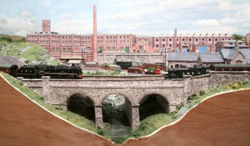 The viaduct, with goods yard and factories at the rear.