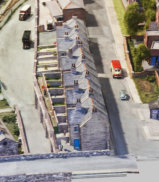 Looking down onto the buildings above the controls for the points servos.