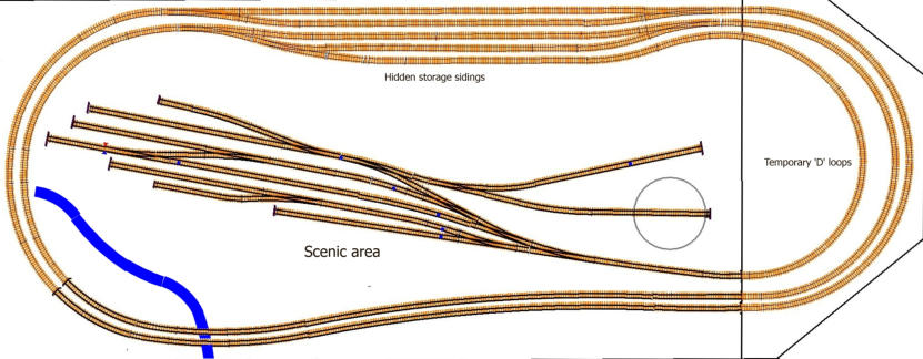 Initial Track plan for 'Rowandale' - station & town area.