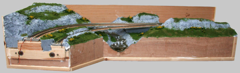 General view of this section with the river poured and grasses & gorse added to the moorland areas. 